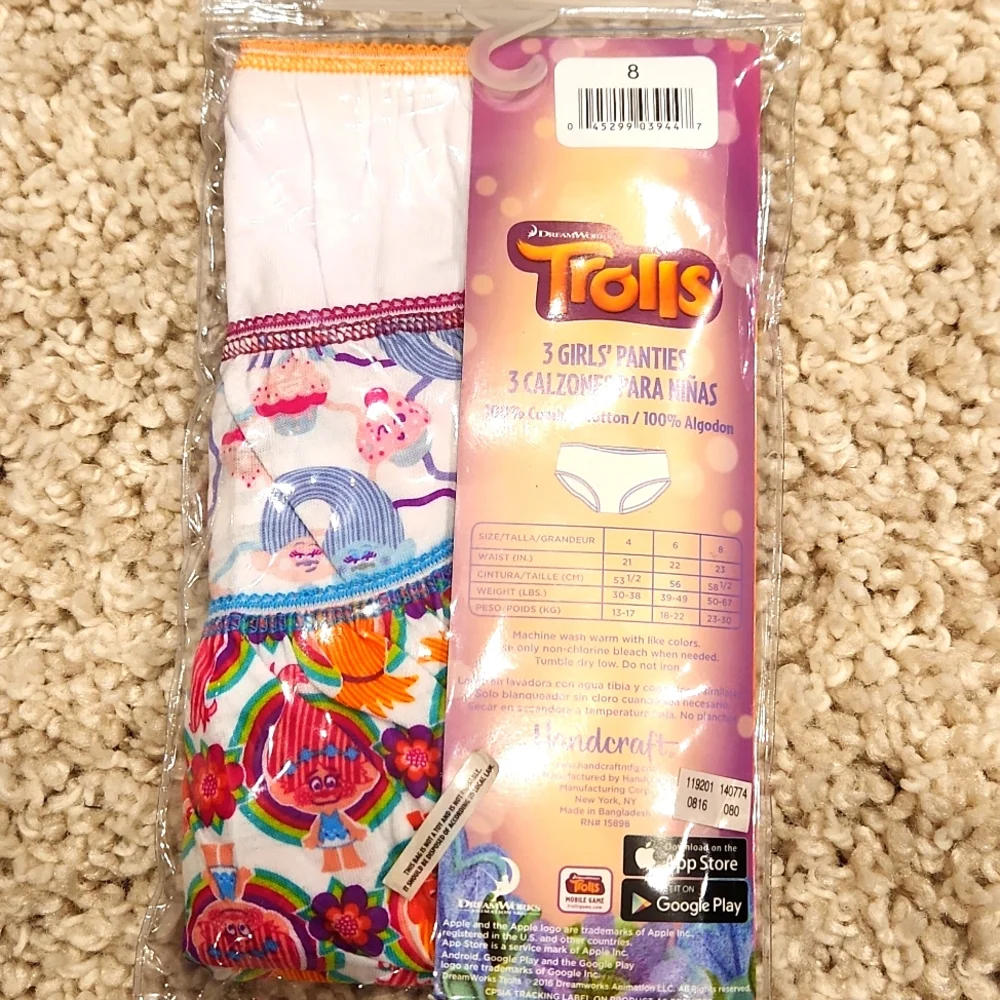 Trolls Girls Panties Size 8